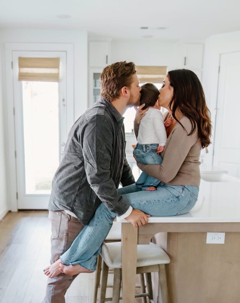 family on kitchen counter | in home family session