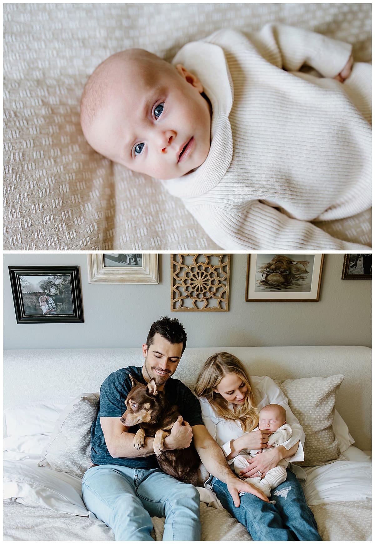 Parents love on their baby for In-Home Newborn Session