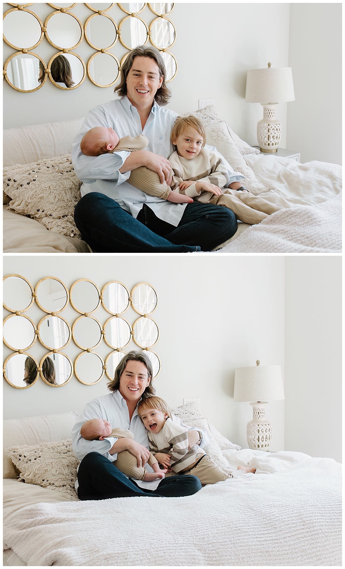 Dad hols babies close for a successful Newborn Session With Siblings