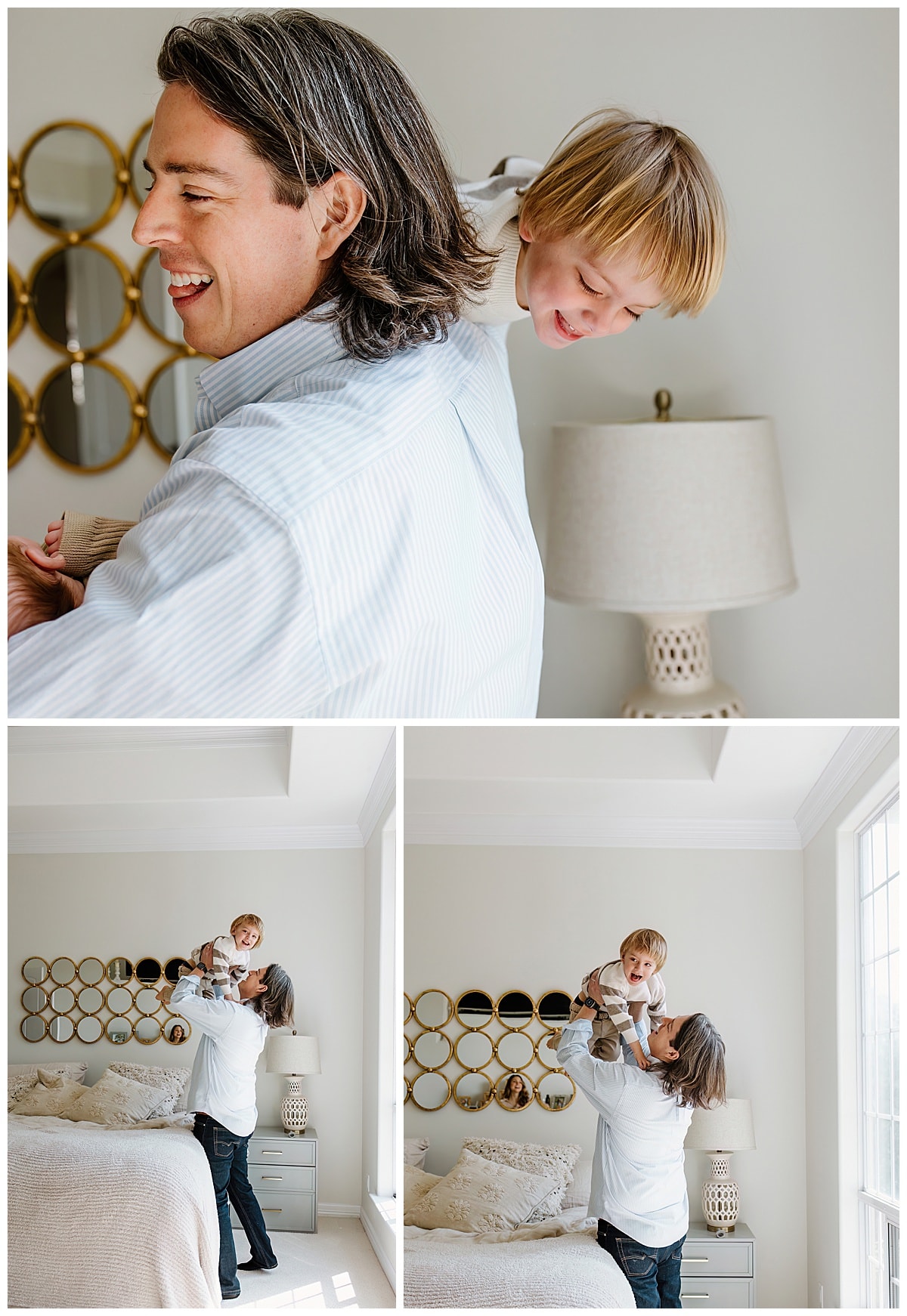 Dad plays with oldest child for successful Newborn Session With Siblings