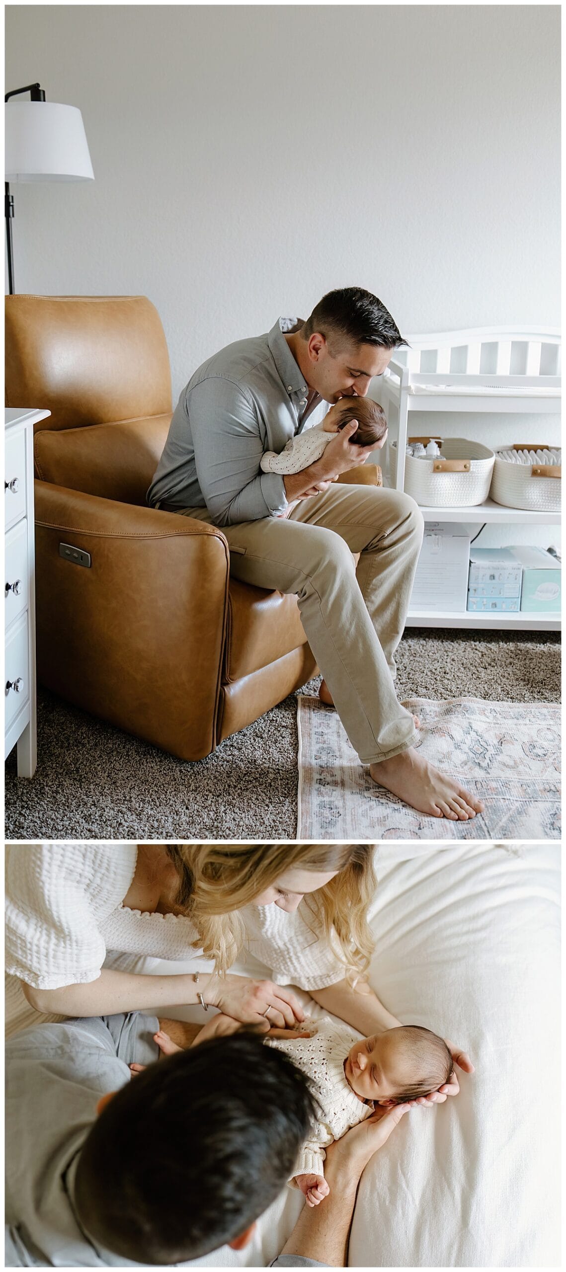 Dad cuddles infant for Austin Newborn Photographer