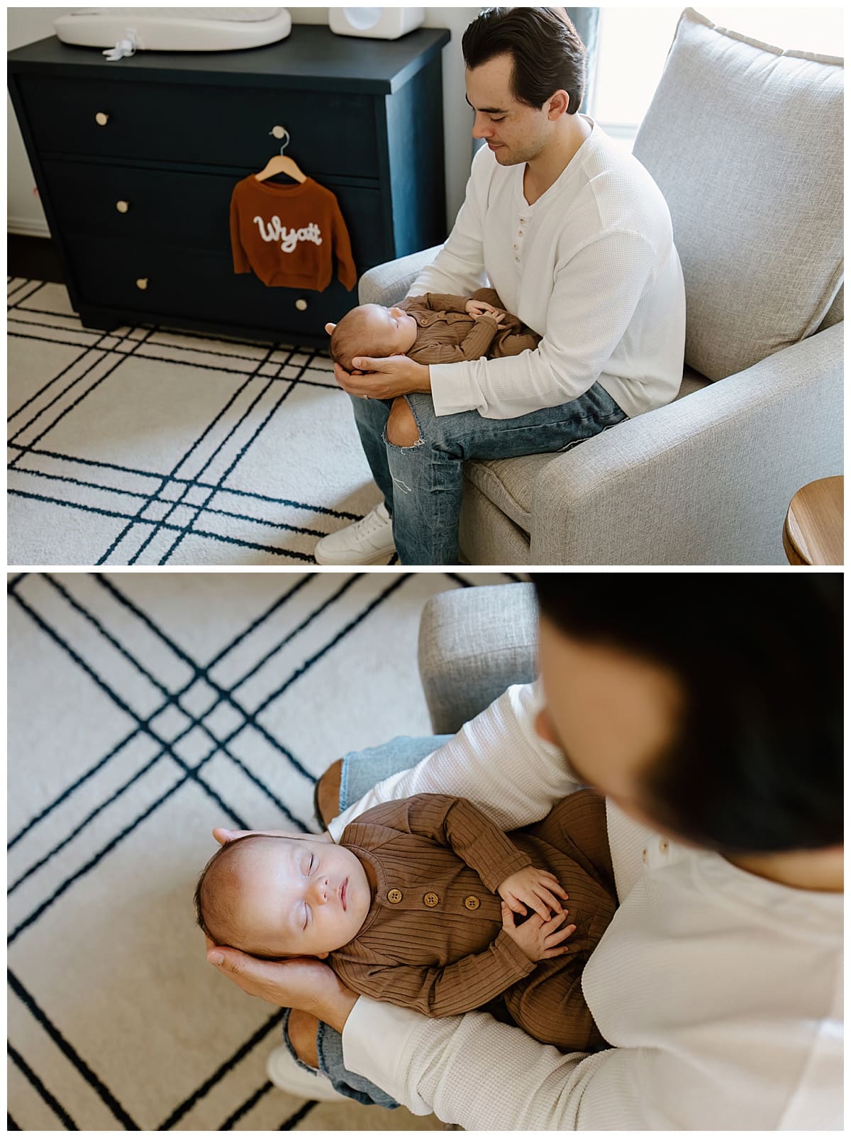 Dad holds baby close for Our Adventuring Souls Photography