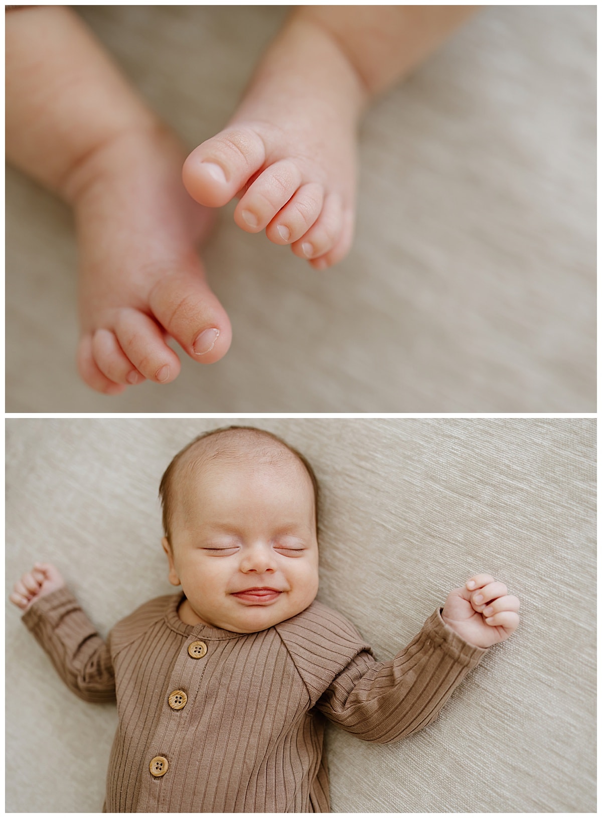 After Preparing For Your Newborn Storytelling Session parents have a happy and smiling newborn
