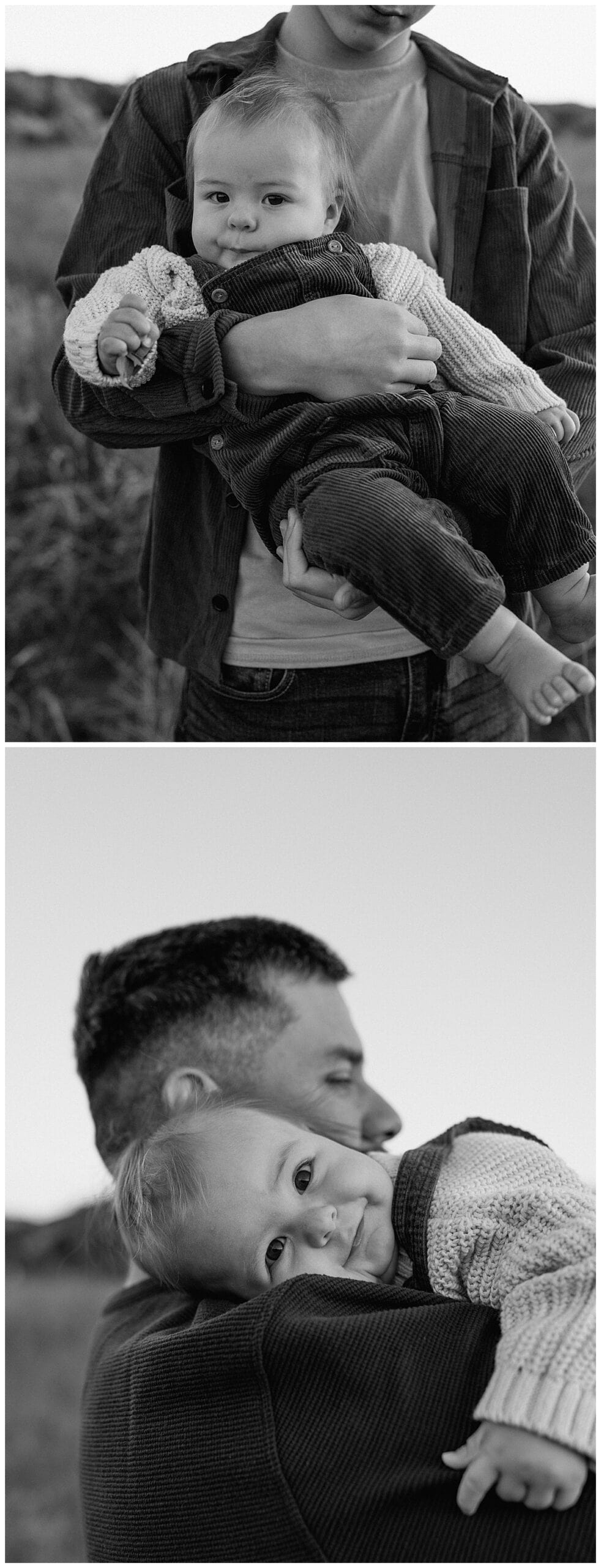 Baby lays on dad for their Sunrise Family Photos