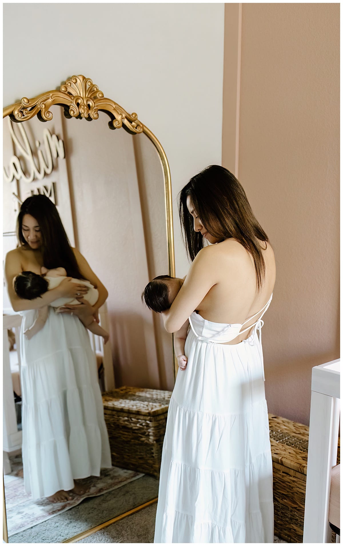 Mother nurses baby girl for Austin Motherhood Photographer
