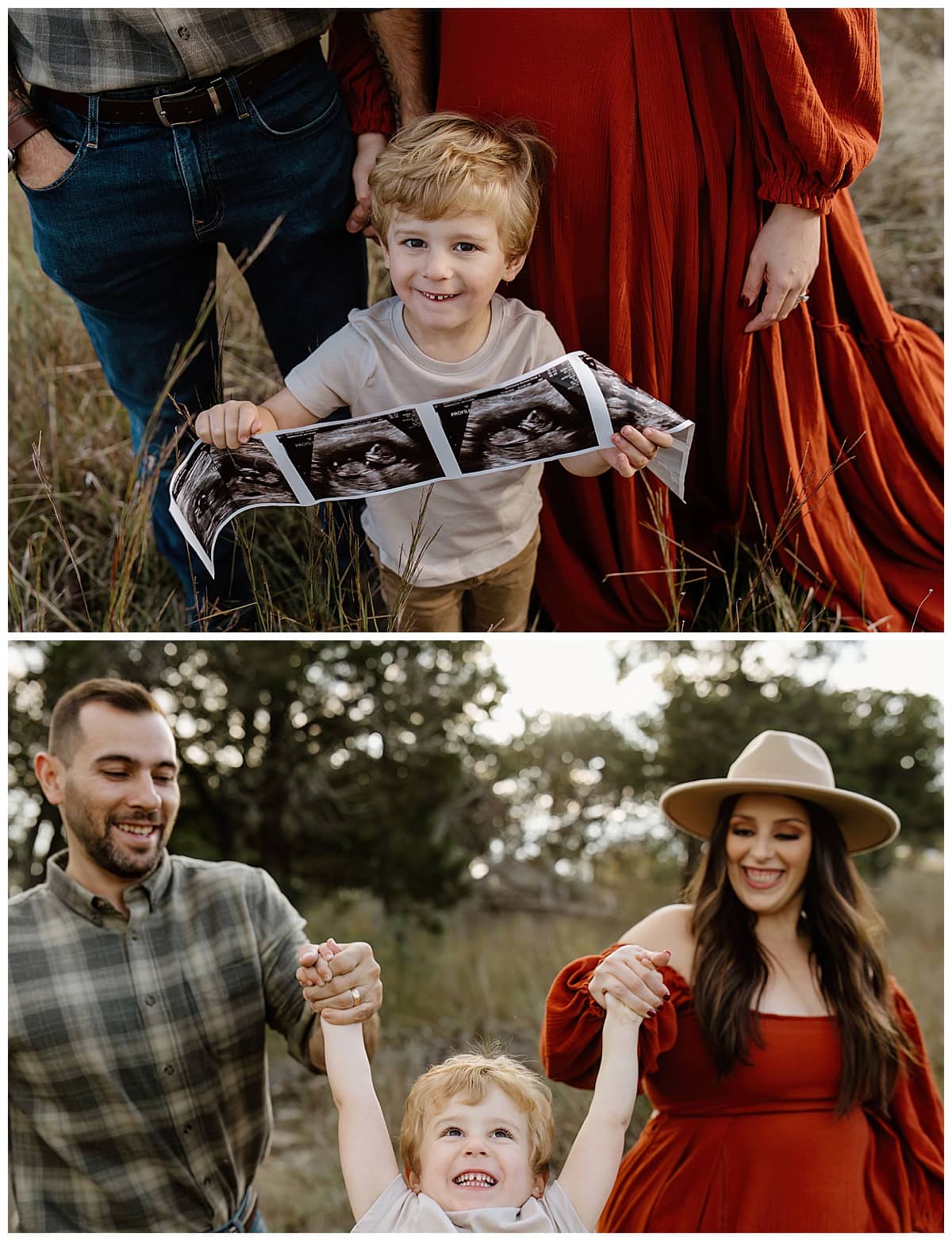 Young boy holds sonogram for Our Adventuring Souls Photography
