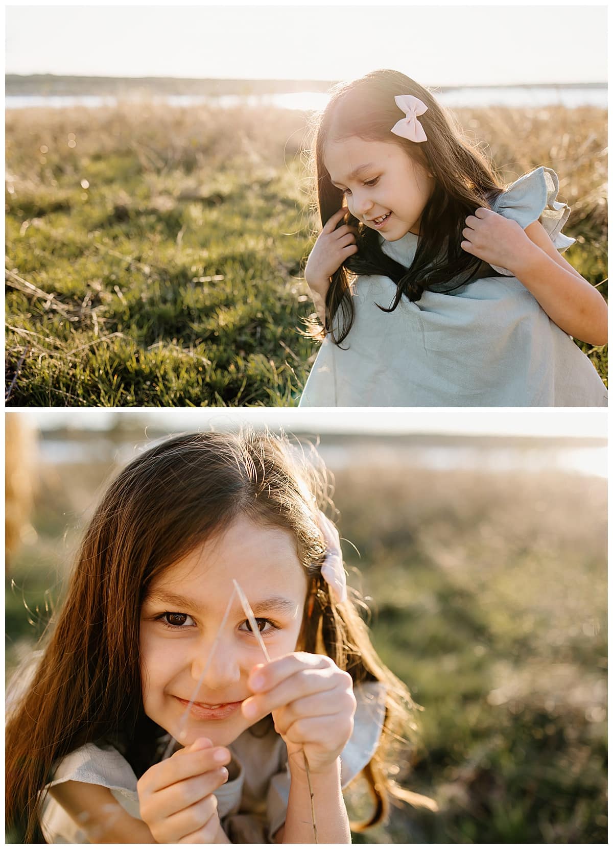 Young girl plays in the grass for Austin Motherhood Photographer