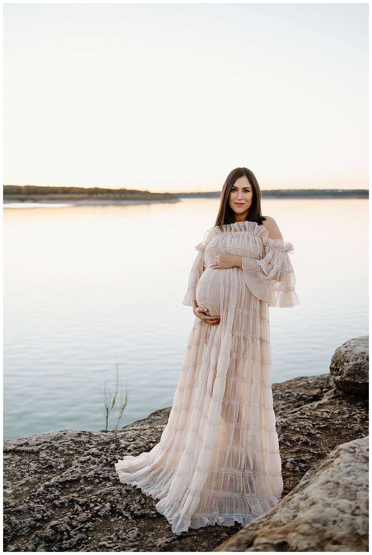 Mom holds pregnant belly for Our Adventuring Souls Photography